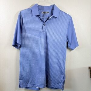Pebble Beach Golf Polo Shirt Men's  Medium Blue Striped Performance Dry Lux